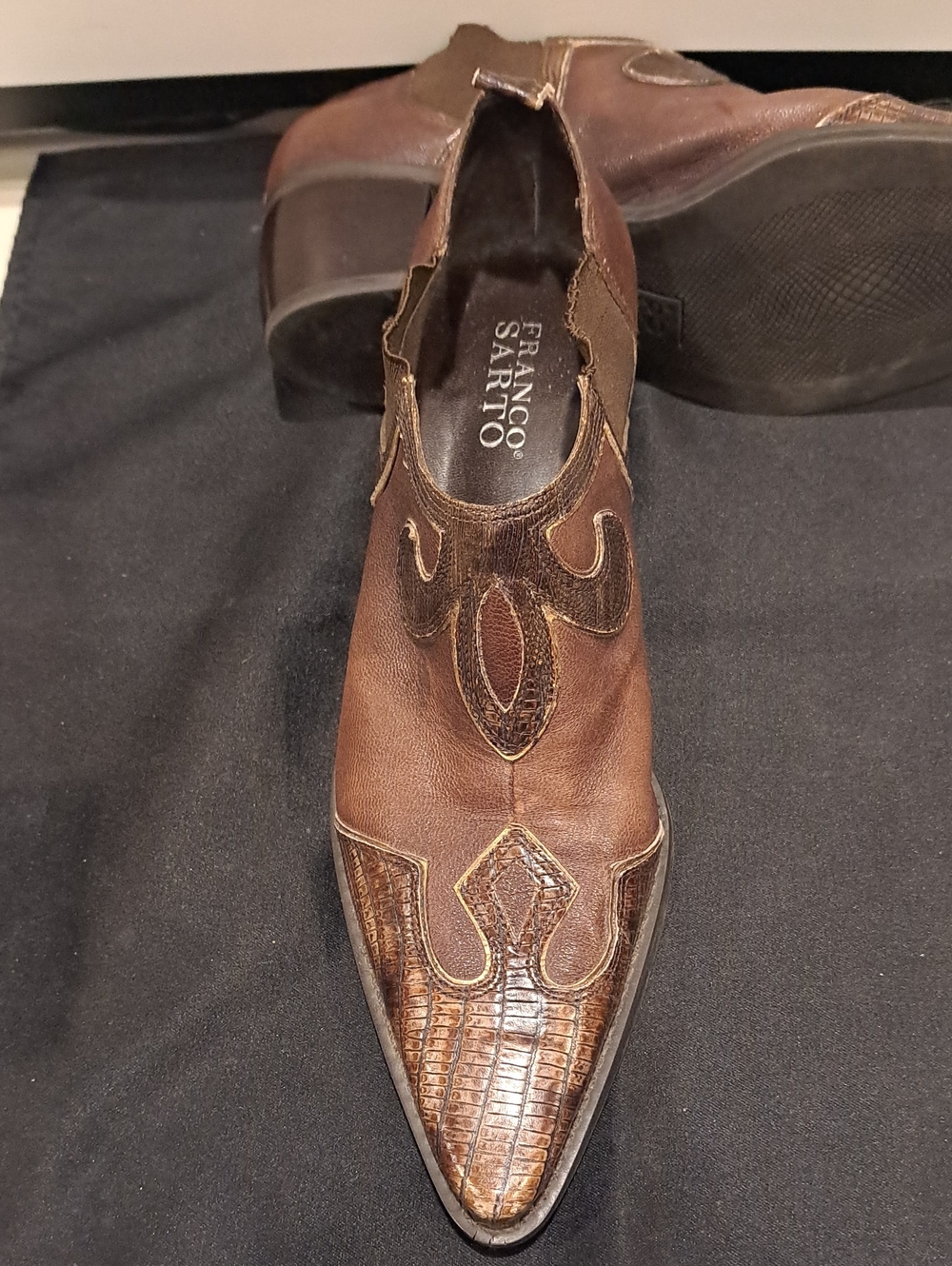 Franco Sarto Brown Leather Western Ankle Boots. 7 1/2 Made In Brazil. - Picture 5 of 7